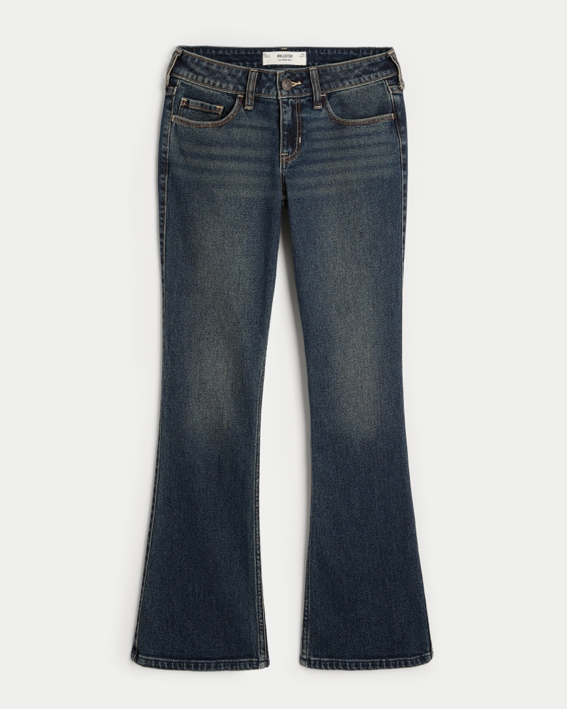 låg midja djupt tvättade broderade bootcut-jeans