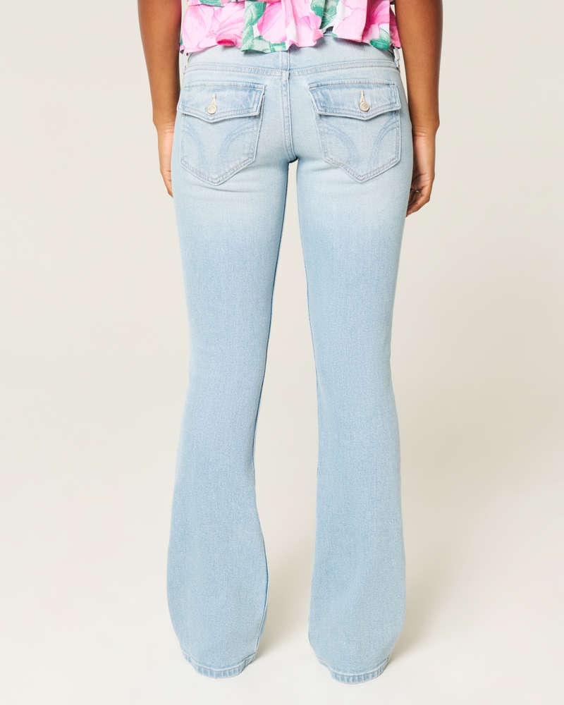låg midja djupt tvättade broderade bootcut-jeans