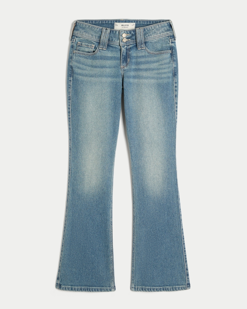 låg midja djupt tvättade broderade bootcut-jeans