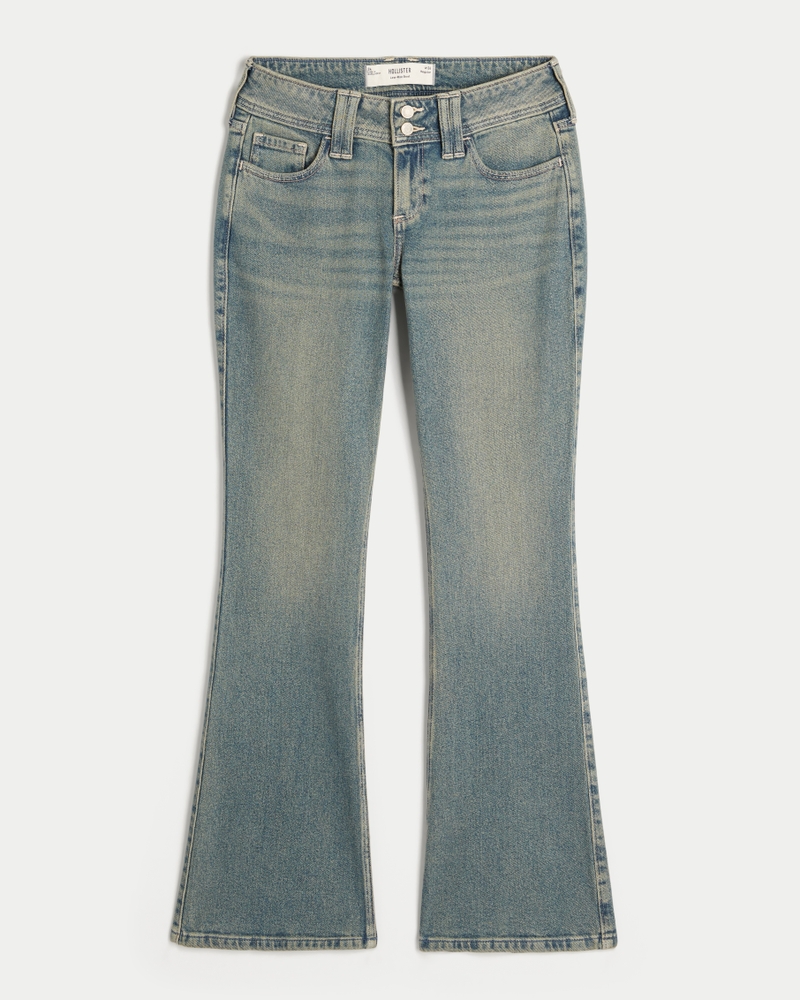 låg midja djupt tvättade broderade bootcut-jeans