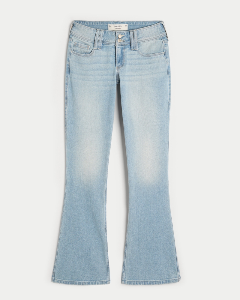 låg midja djupt tvättade broderade bootcut-jeans