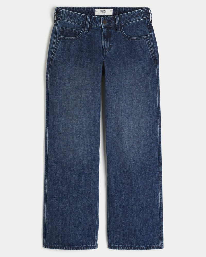justerbar midjeband låg midja mellantvättade löst sittande jeans