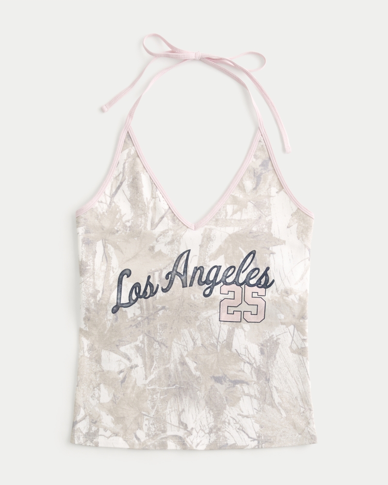 los angeles-mönstrad kamouflage-topp med halterneck