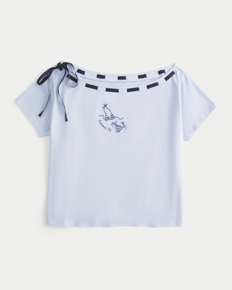vid t-shirt med bara axlar och knytband framtill