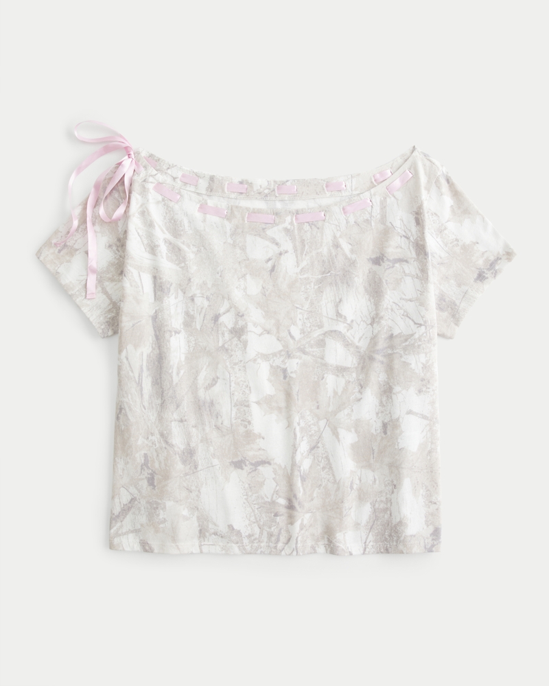 vid t-shirt med bara axlar och knytband framtill