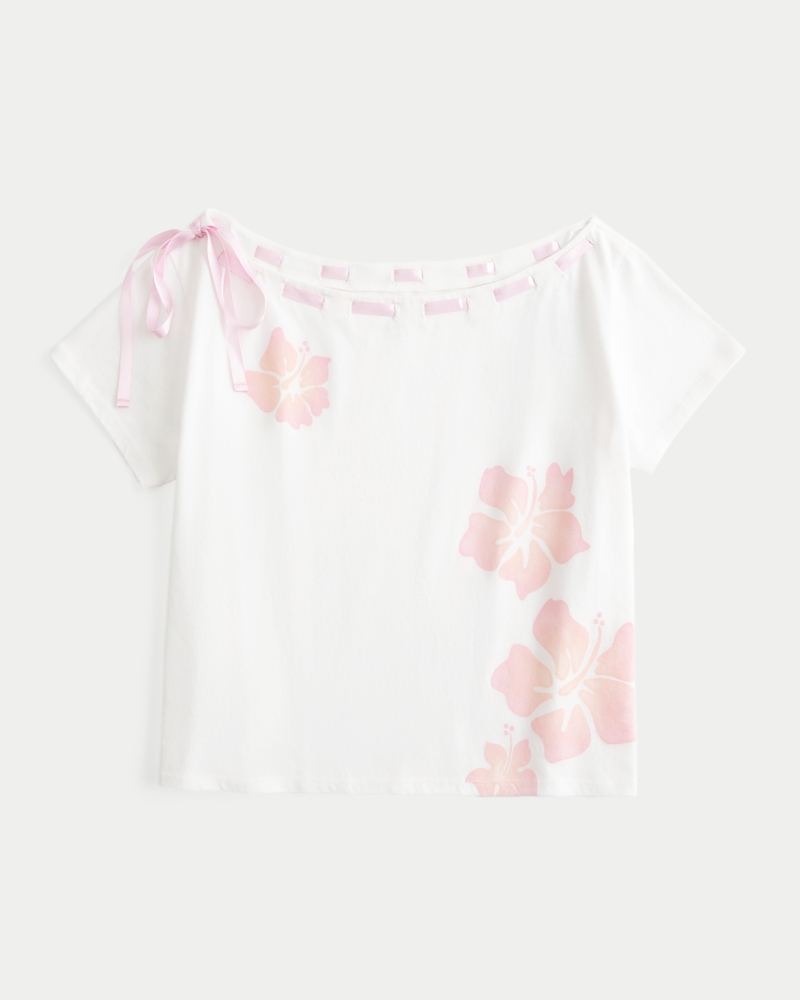 vid t-shirt med bara axlar och knytband framtill