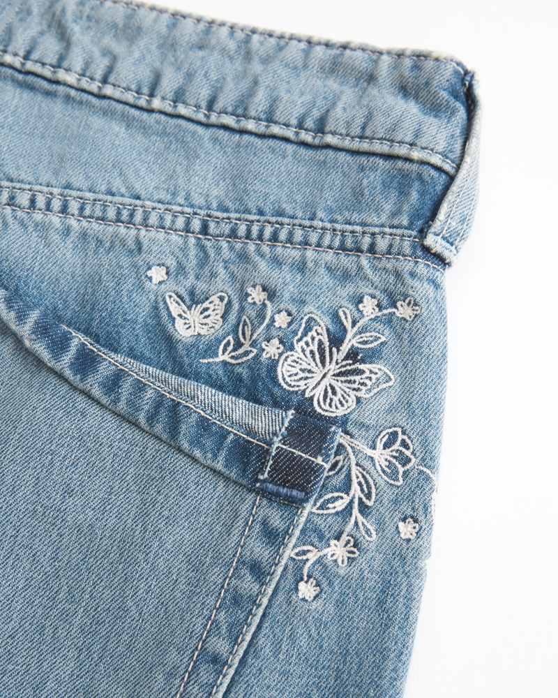 låg midja mellantvättade mönstrade patchwork-jeans extra vida och lösa jeans
