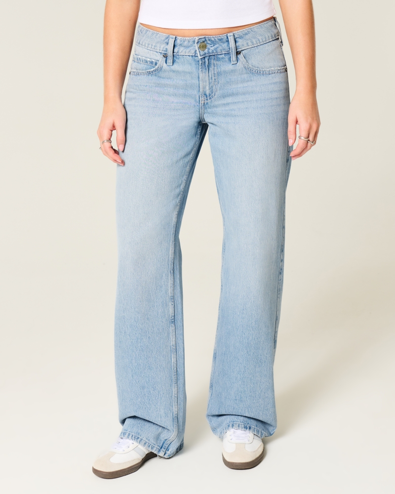 låg midja mellantvättade mönstrade patchwork-jeans extra vida och lösa jeans