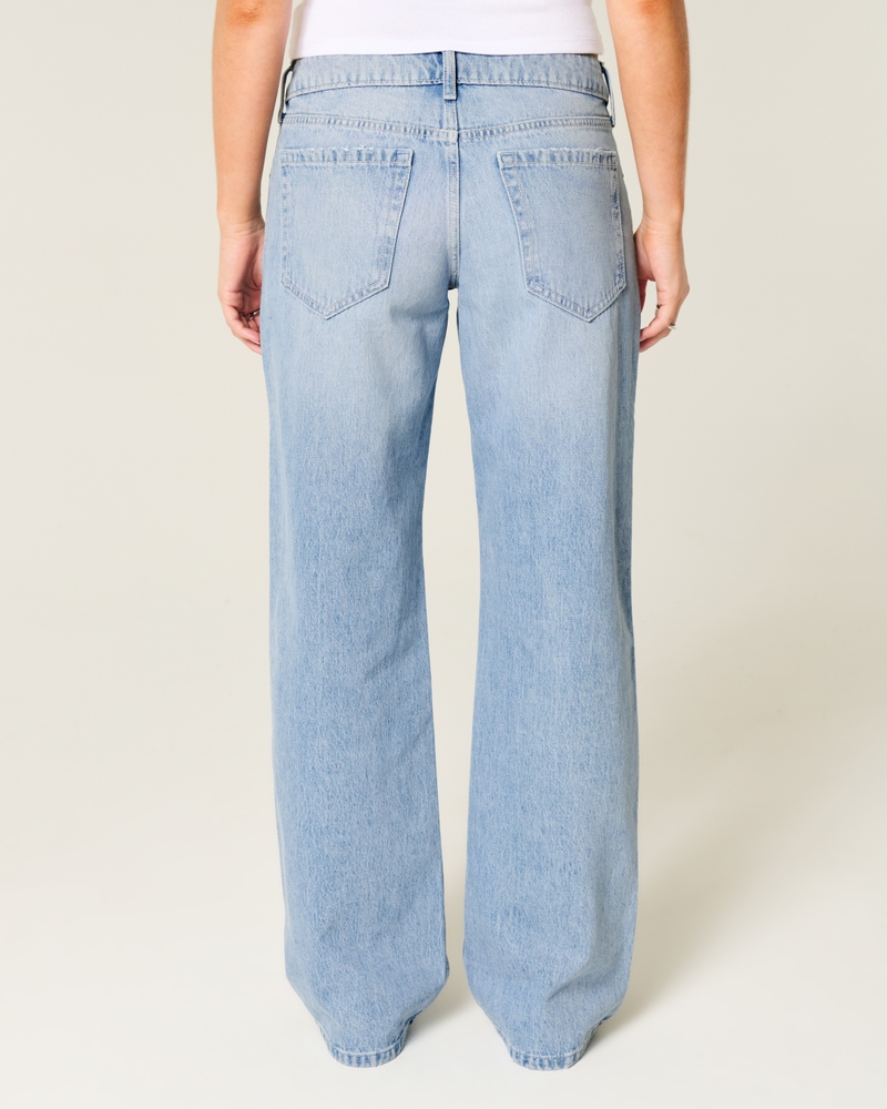 låg midja mellantvättade mönstrade patchwork-jeans extra vida och lösa jeans