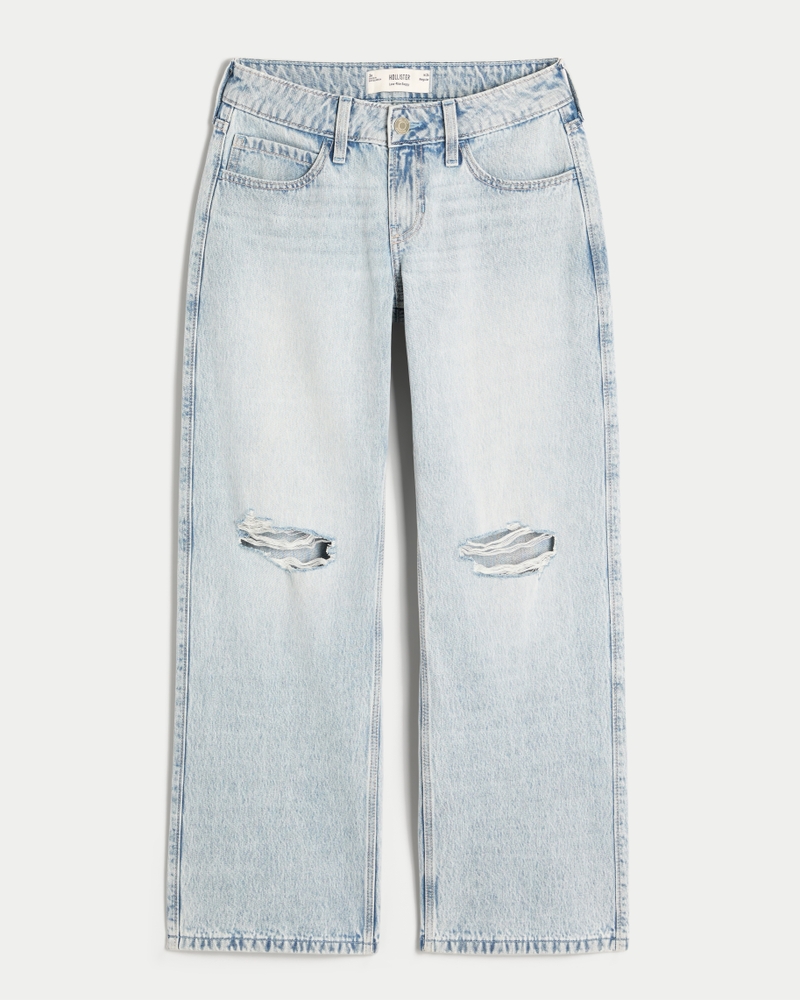 låg midja mellantvättade mönstrade patchwork-jeans extra vida och lösa jeans