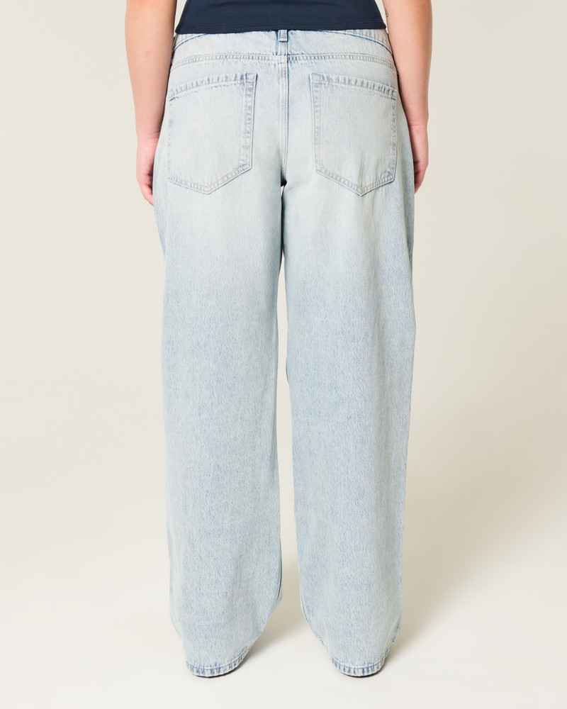 låg midja mellantvättade mönstrade patchwork-jeans extra vida och lösa jeans