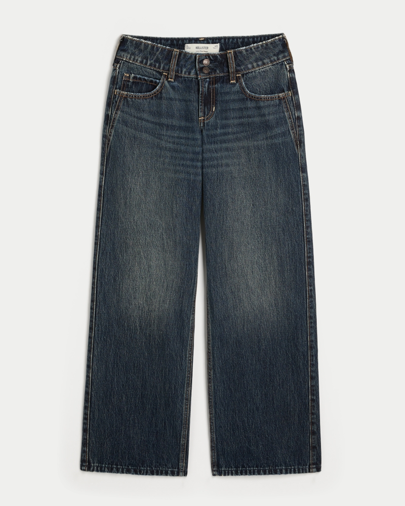 låg midja y2k-jeans med djuptvätt
