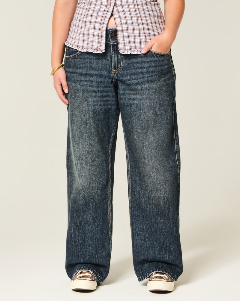 låg midja y2k-jeans med djuptvätt