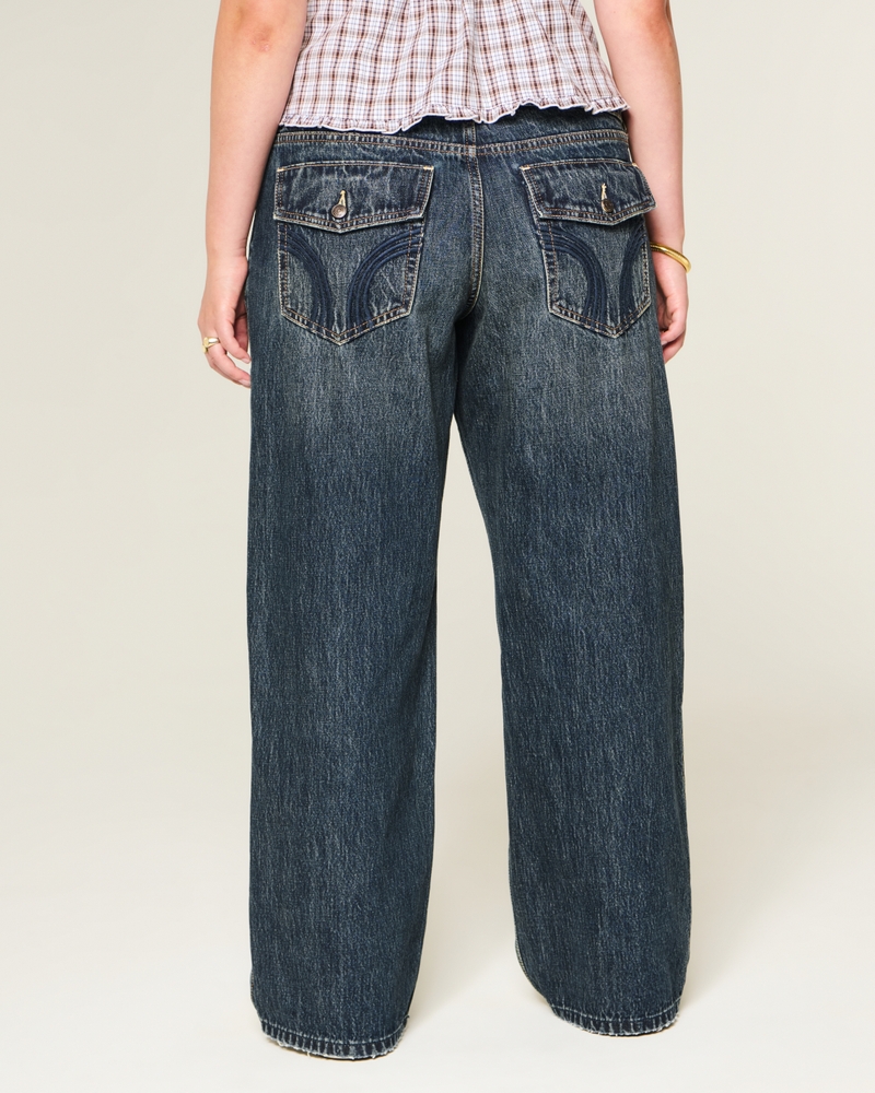 låg midja y2k-jeans med djuptvätt