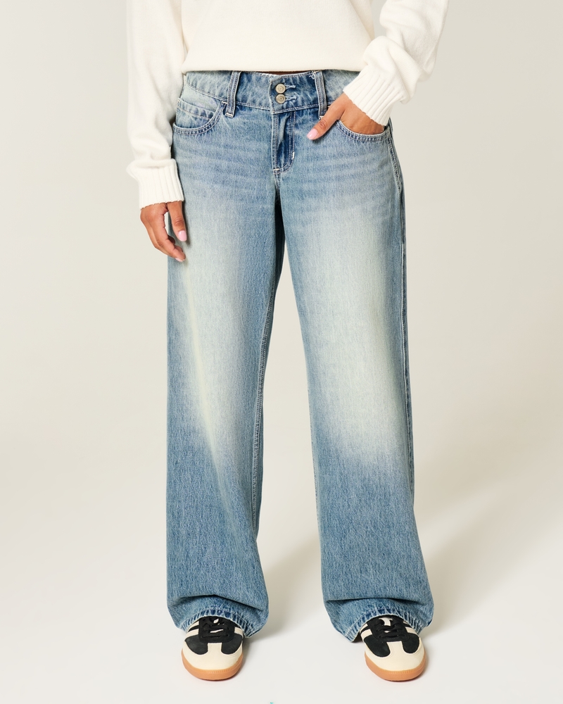 låg midja y2k-jeans med djuptvätt