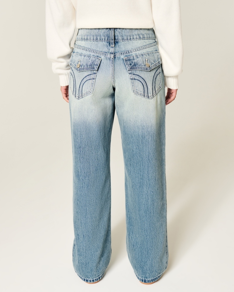 låg midja y2k-jeans med djuptvätt
