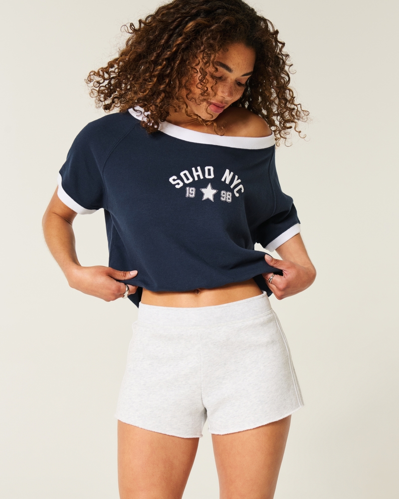 minishorts i kamouflagefärgad fleece