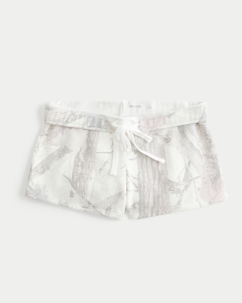 minishorts i kamouflagefärgad fleece