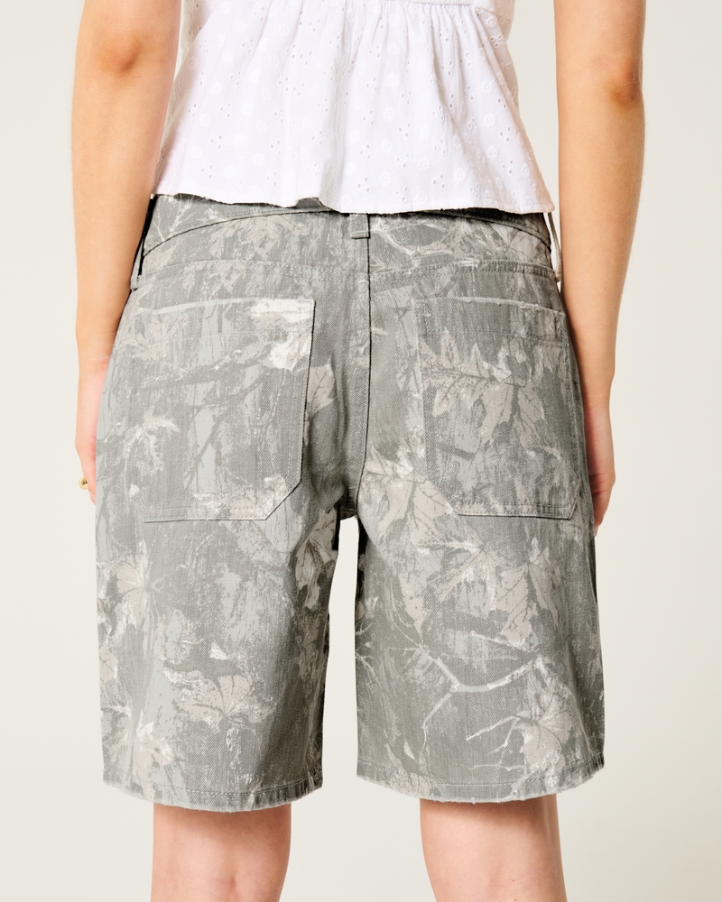 lätttvättade jeansshorts med låg midja och rosettmönster lös passform