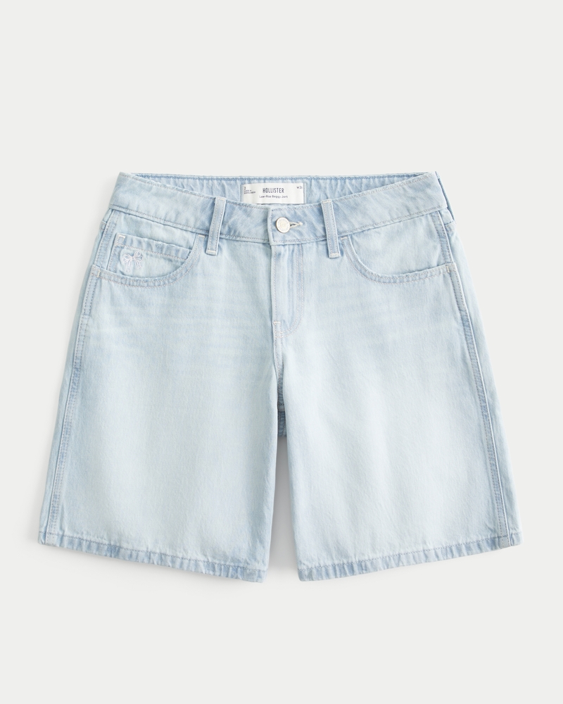 lätttvättade jeansshorts med låg midja och rosettmönster lös passform