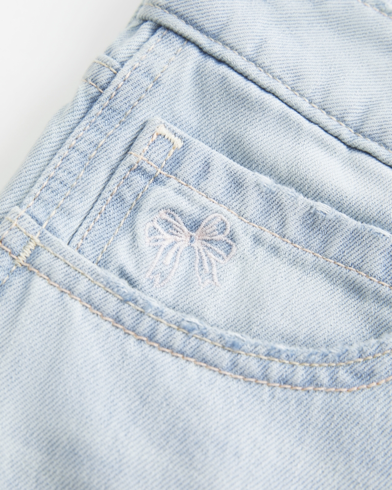 lätttvättade jeansshorts med låg midja och rosettmönster lös passform