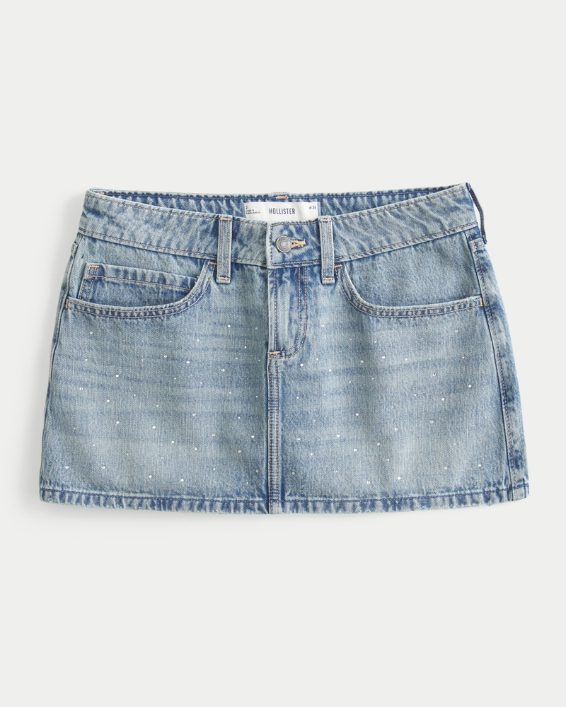 låg midja med röda sömmar i denim