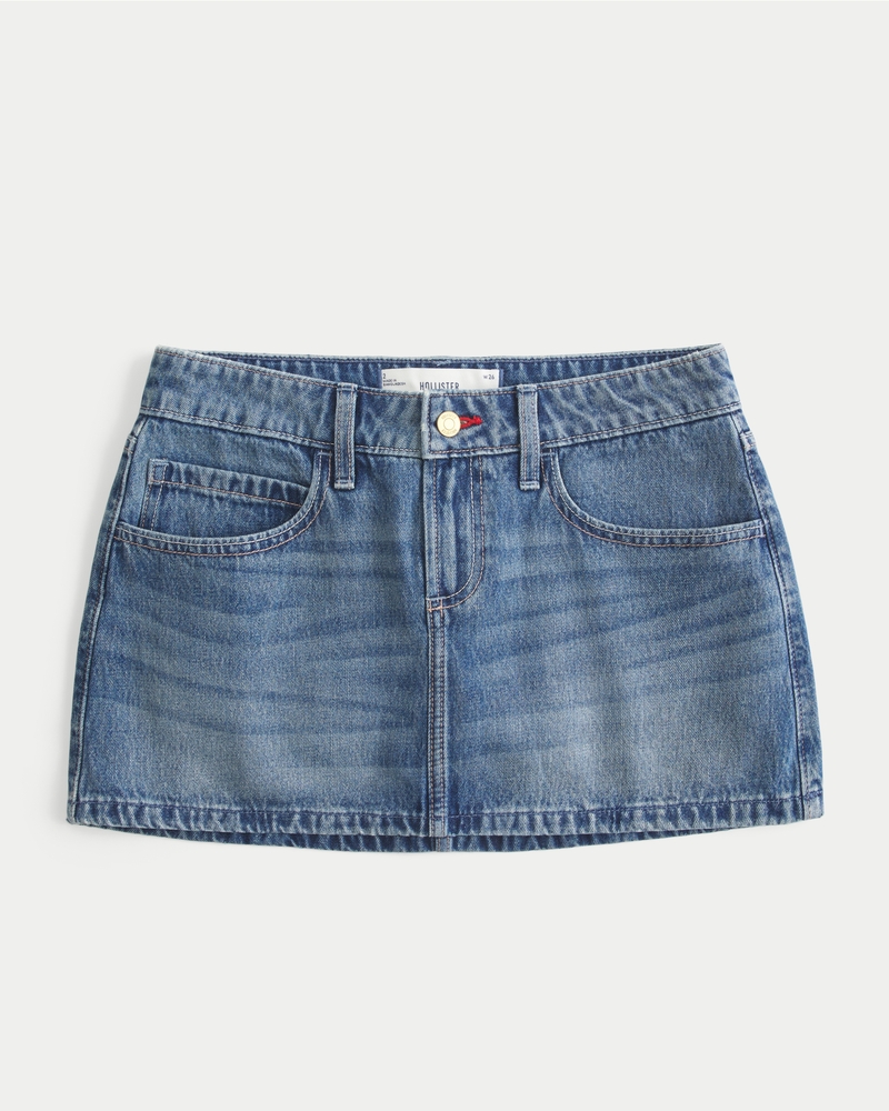 låg midja med röda sömmar i denim