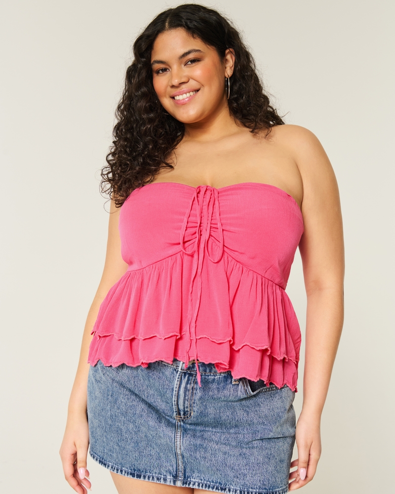 flerskiktad babydoll-topp med halterneck