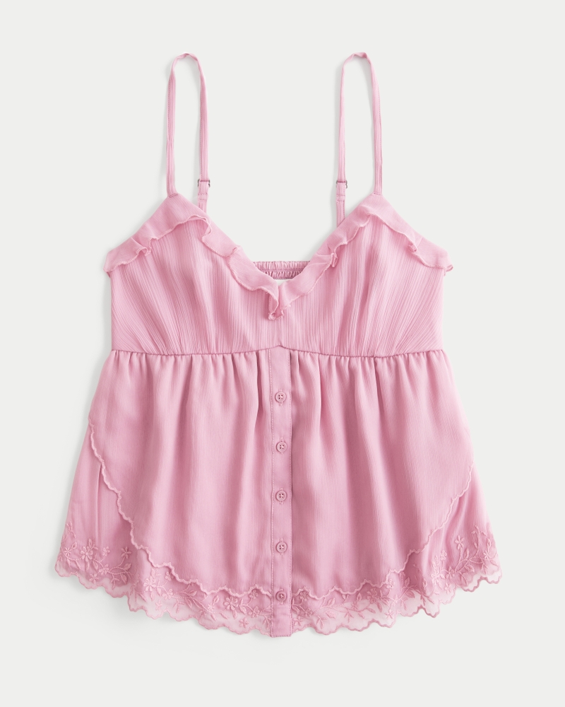 löst sittande babydoll-topp i chiffong
