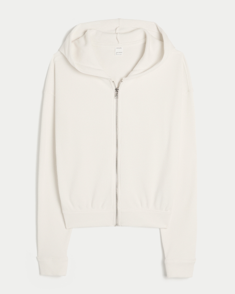 gilly hicks always comfortable waffle stickad zip-up hoodie