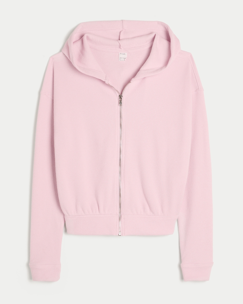 gilly hicks always comfortable waffle stickad zip-up hoodie