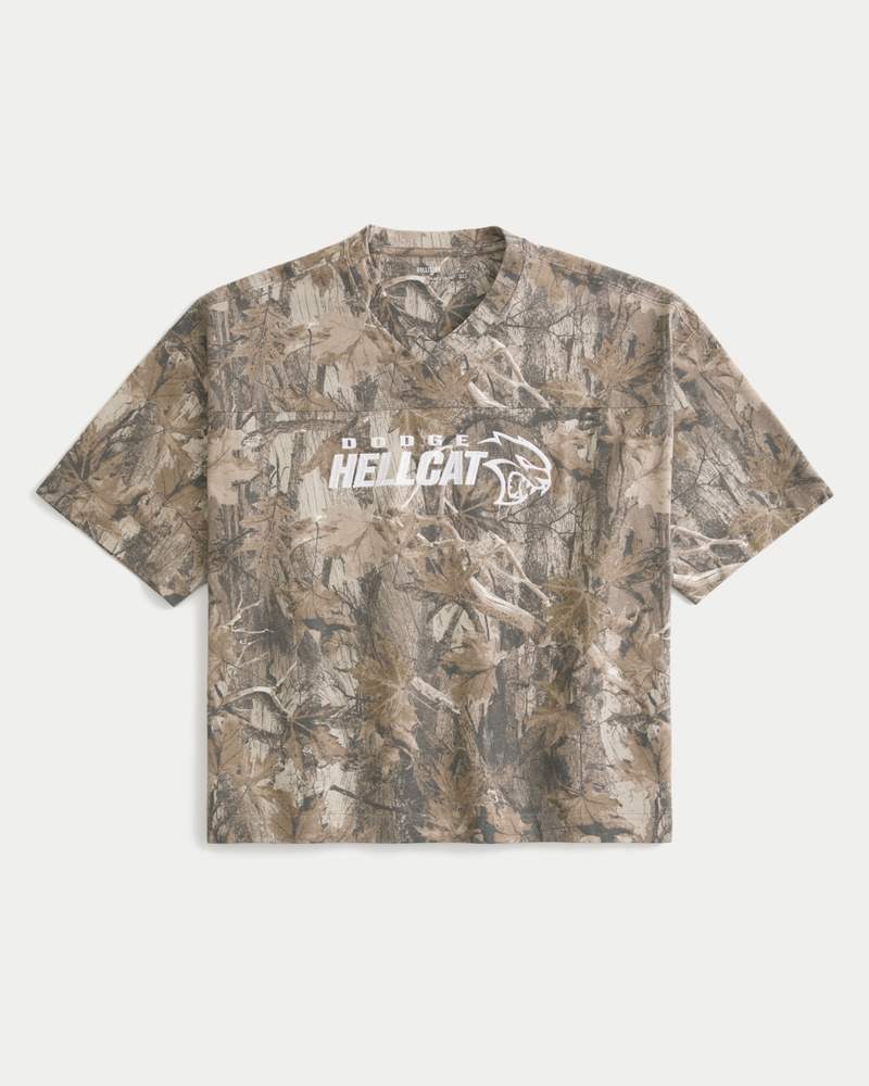 löst sittande kraftig beskuren dodge-kamouflage-t-shirt