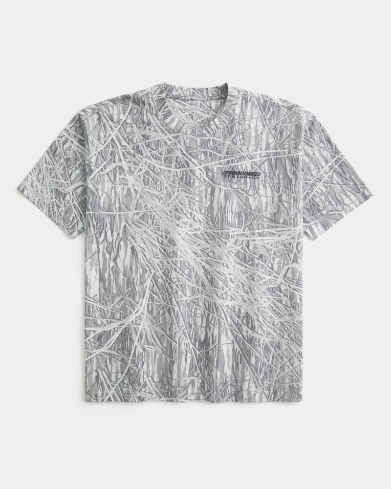 tjock fyrkantig t-shirt med rund halsringning och logotyp
