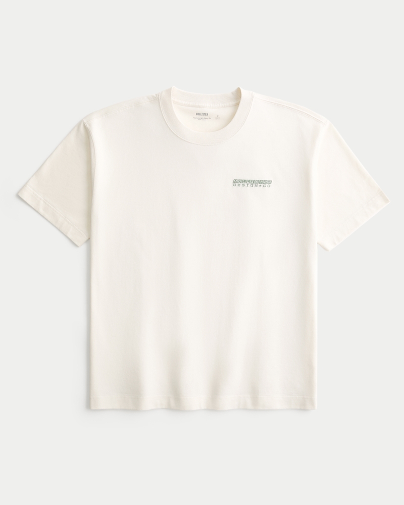 tjock fyrkantig t-shirt med rund halsringning och logotyp