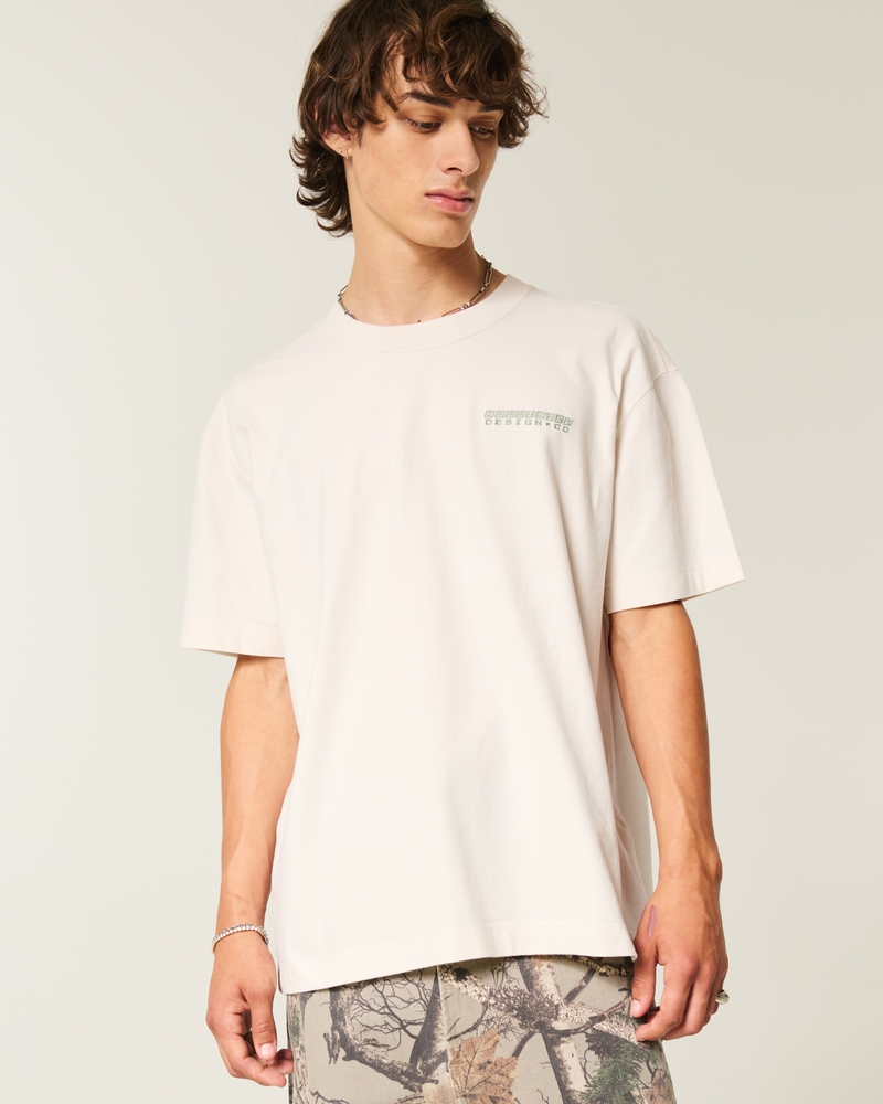 tjock fyrkantig t-shirt med rund halsringning och logotyp