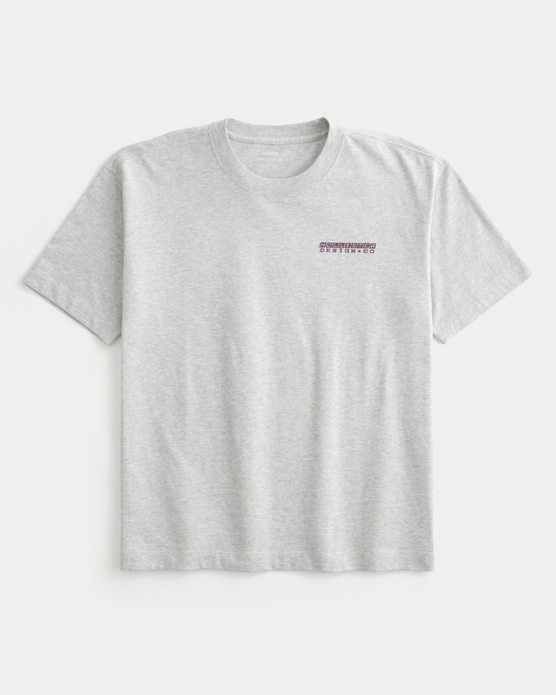 tjock fyrkantig t-shirt med rund halsringning och logotyp