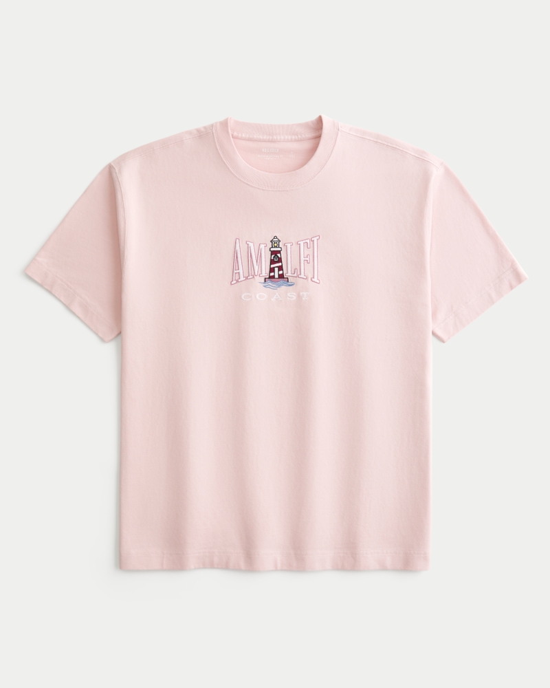 fyrkantig kraftig t-shirt med costa rica-tryck
