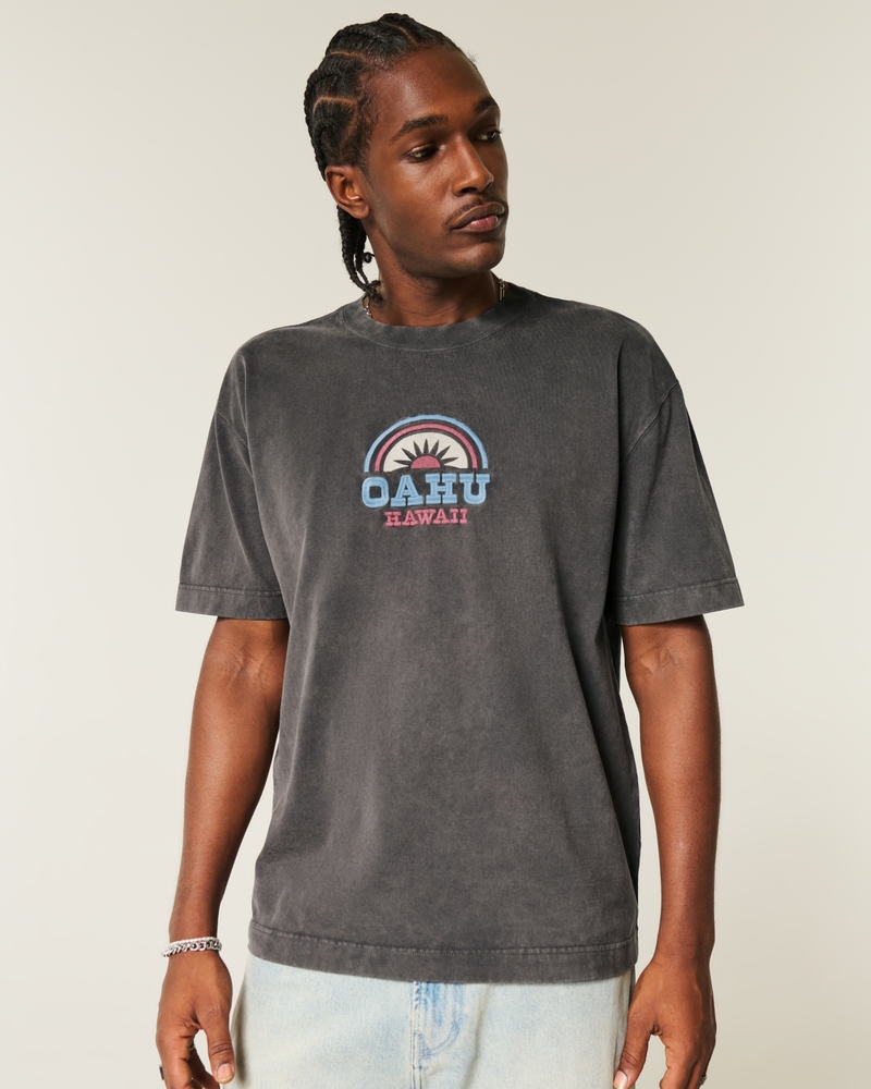 fyrkantig kraftig t-shirt med costa rica-tryck
