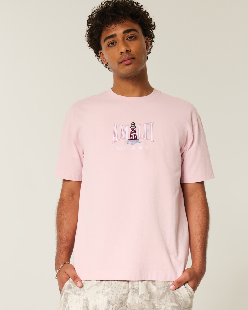 fyrkantig kraftig t-shirt med costa rica-tryck