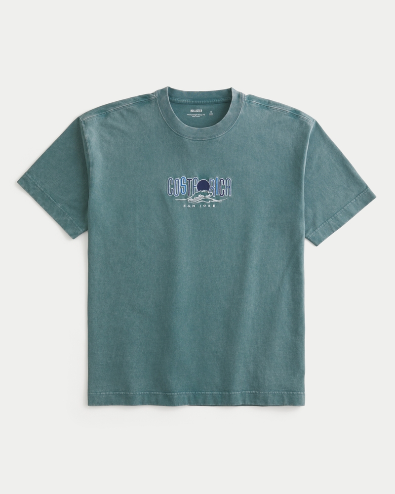 fyrkantig kraftig t-shirt med costa rica-tryck