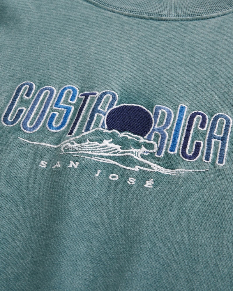 fyrkantig kraftig t-shirt med costa rica-tryck