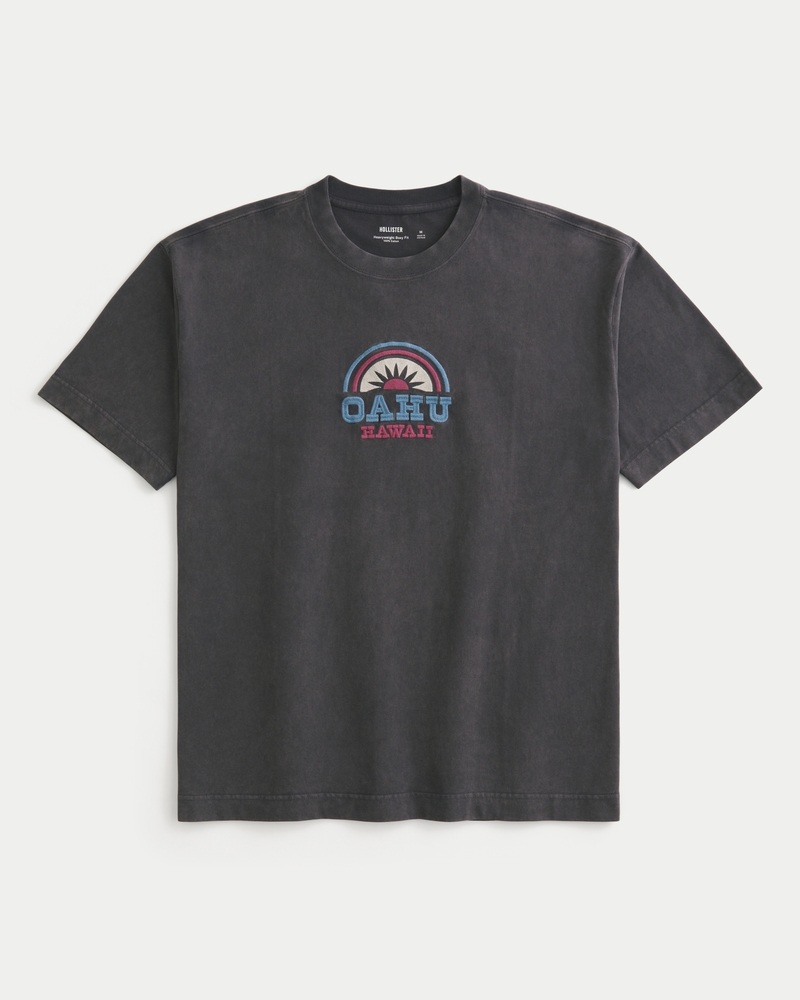 fyrkantig kraftig t-shirt med costa rica-tryck