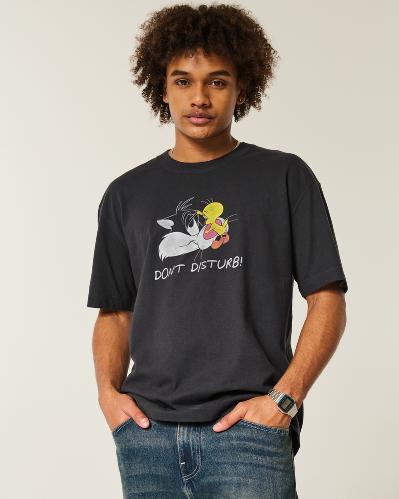 löst sittande kraftig t-shirt med svampbob fyrkant-tryck