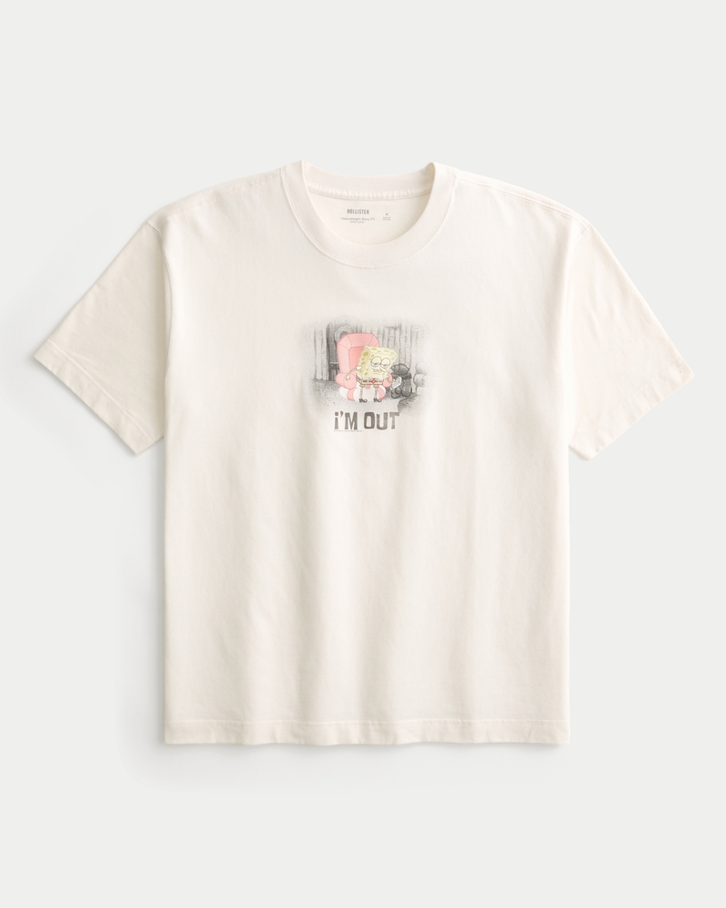 löst sittande kraftig t-shirt med svampbob fyrkant-tryck