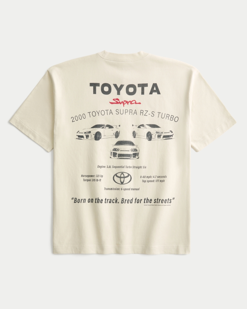 fyrkantig grov t-shirt med toyota supra-tryck