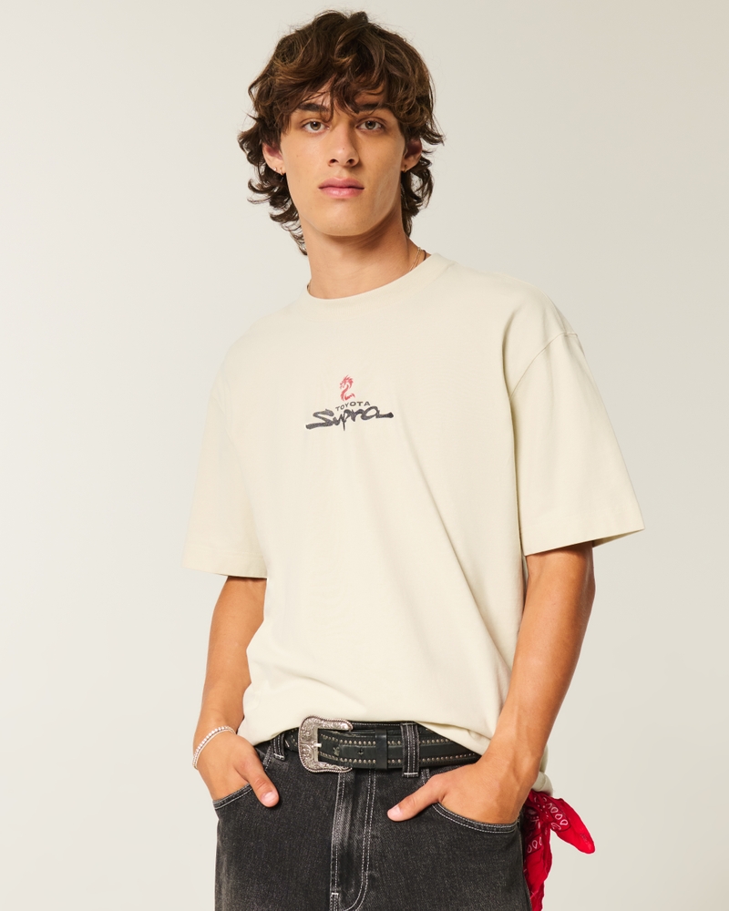 fyrkantig grov t-shirt med toyota supra-tryck