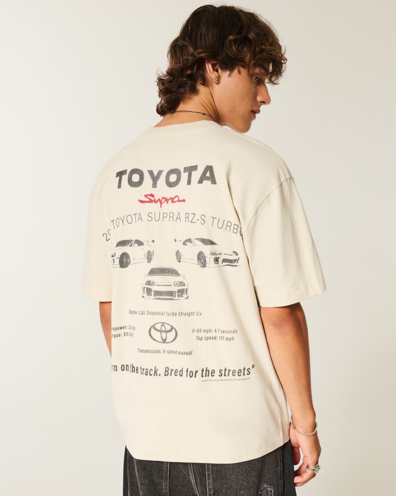 fyrkantig grov t-shirt med toyota supra-tryck