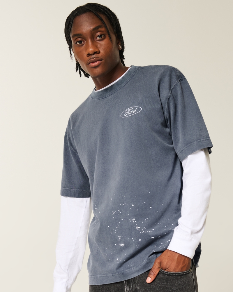 t-shirt med fyrkantig passform och kraftig ford-grafik
