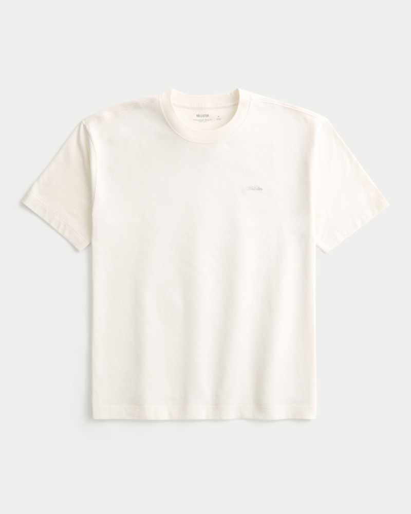 t-shirt med rund halsringning och logotyp i kraftig minimodell med fyrkantig passform