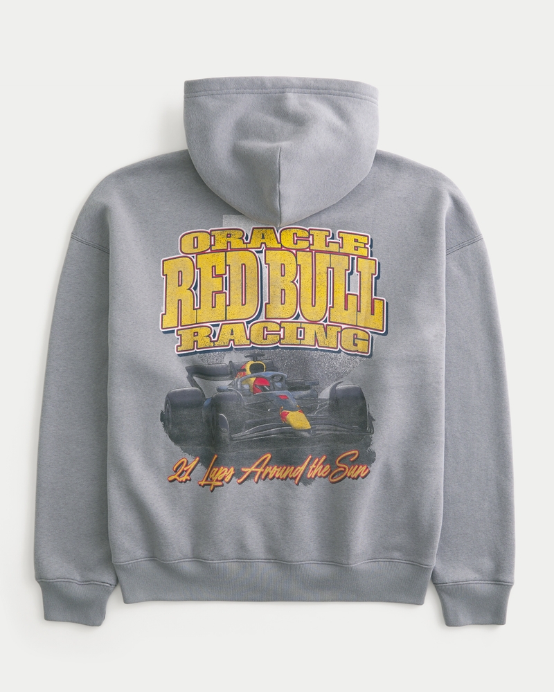 fyrkantig huvtröja med dragkedja och oracle bone script red bull racing-logotyp
